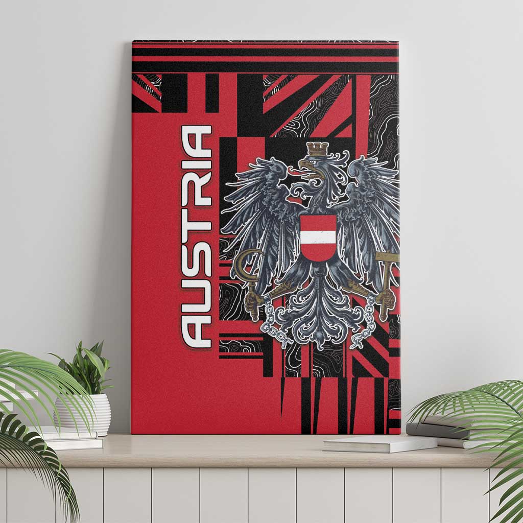 Austria Canvas Wall Art Black Eagle Badge With Patterns - Wonder Print Shop
