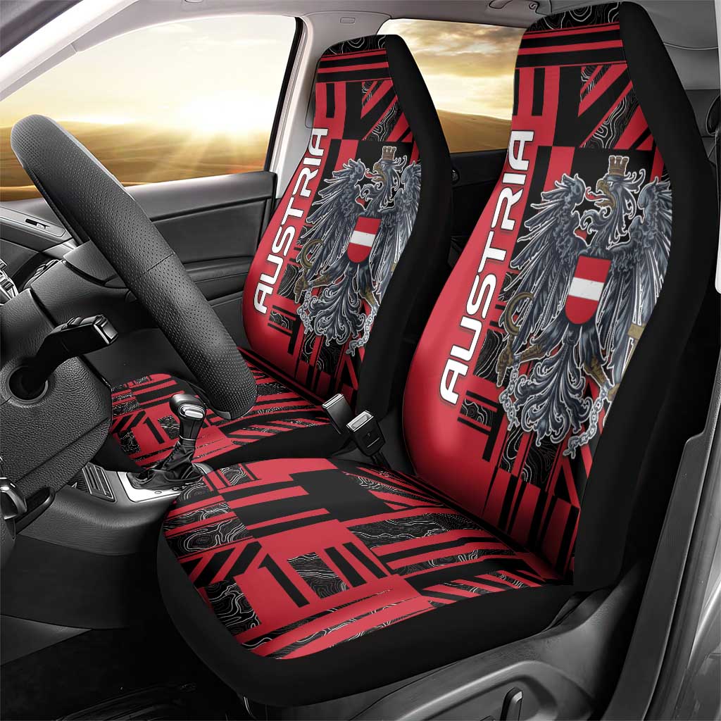 Austria Car Seat Cover Black Eagle Badge With Patterns - Wonder Print Shop