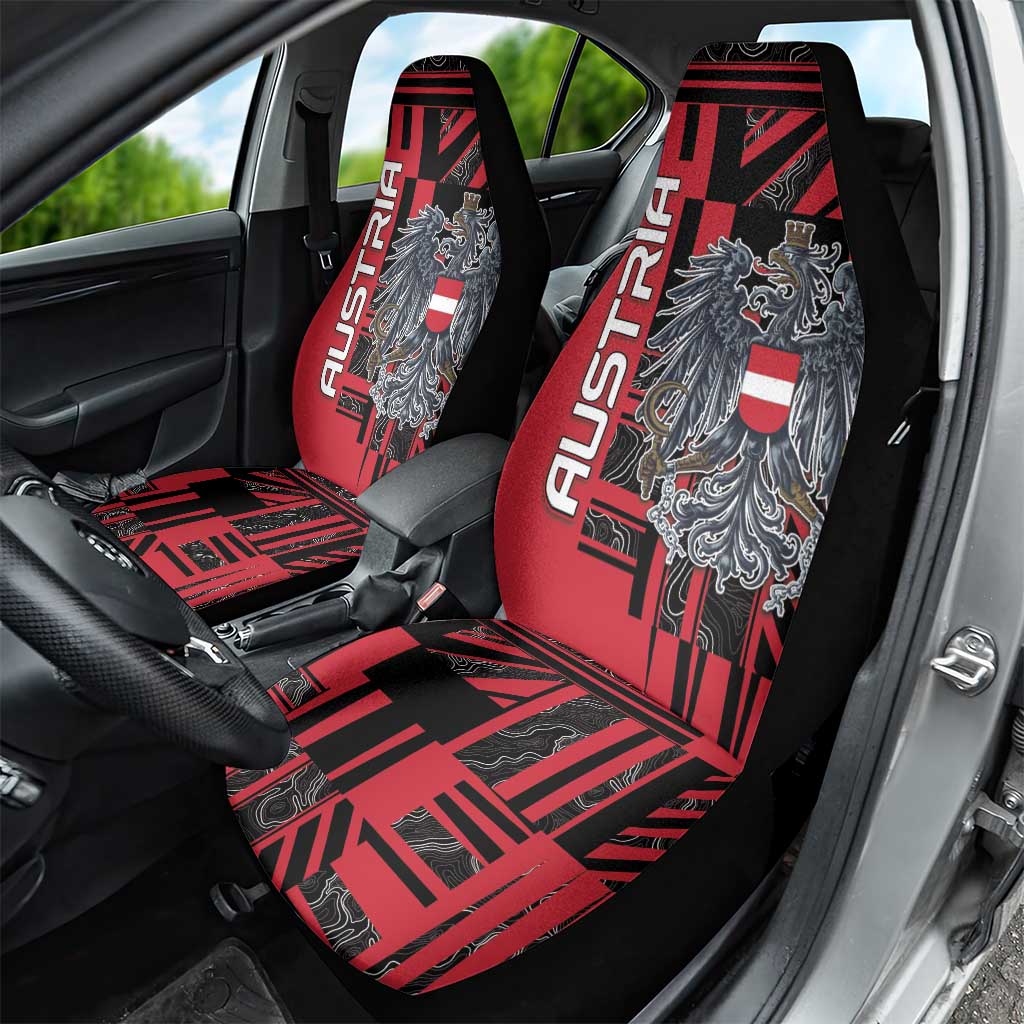Austria Car Seat Cover Black Eagle Badge With Patterns - Wonder Print Shop