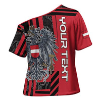 Personalized Austria Cross Shoulder Shirt Black Eagle Badge With Patterns - Wonder Print Shop