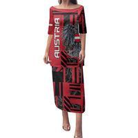 Personalized Austria Family Matching Puletasi and Hawaiian Shirt Black Eagle Badge With Patterns - Wonder Print Shop