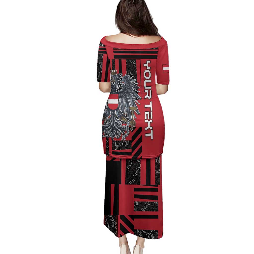 Personalized Austria Family Matching Puletasi and Hawaiian Shirt Black Eagle Badge With Patterns - Wonder Print Shop