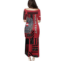 Personalized Austria Family Matching Puletasi and Hawaiian Shirt Black Eagle Badge With Patterns - Wonder Print Shop