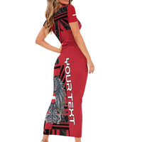 Personalized Austria Family Matching Short Sleeve Bodycon Dress and Hawaiian Shirt Black Eagle Badge With Patterns - Wonder Print Shop