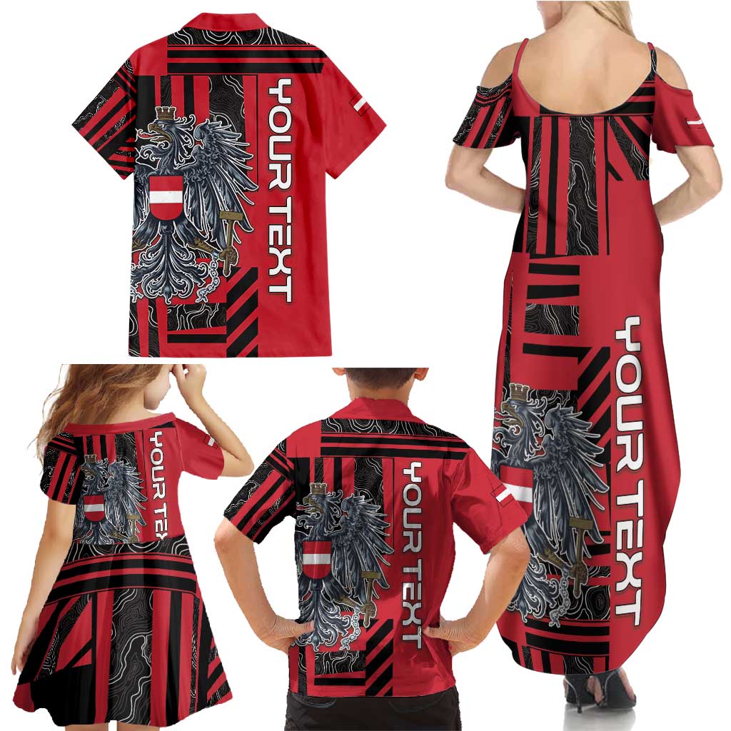 Personalized Austria Family Matching Summer Maxi Dress and Hawaiian Shirt Black Eagle Badge With Patterns - Wonder Print Shop
