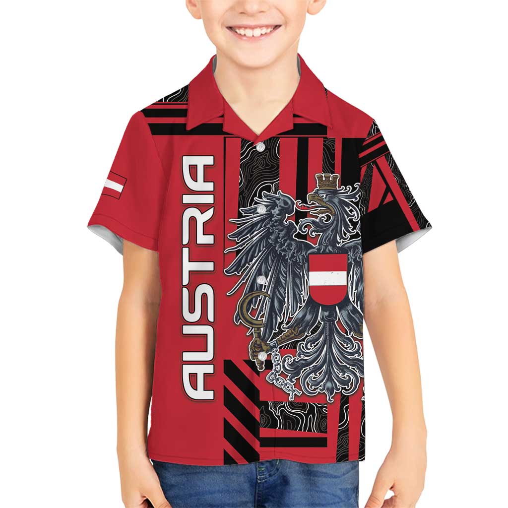 Personalized Austria Family Matching Summer Maxi Dress and Hawaiian Shirt Black Eagle Badge With Patterns - Wonder Print Shop