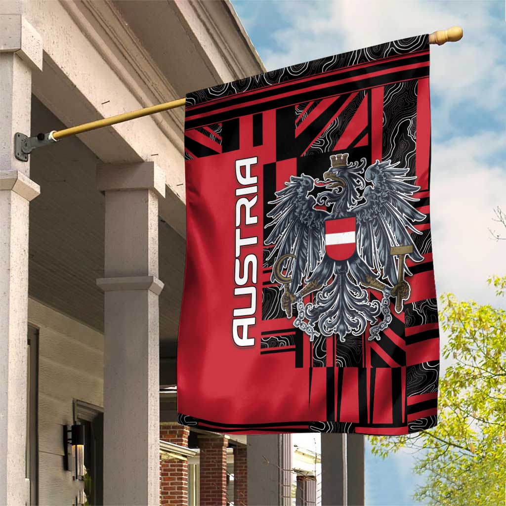 Austria Garden Flag Black Eagle Badge With Patterns - Wonder Print Shop