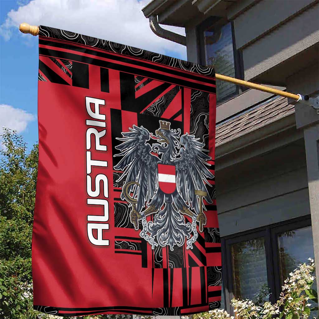 Austria Garden Flag Black Eagle Badge With Patterns - Wonder Print Shop