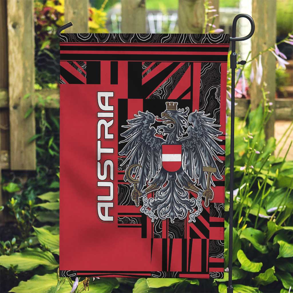 Austria Garden Flag Black Eagle Badge With Patterns - Wonder Print Shop