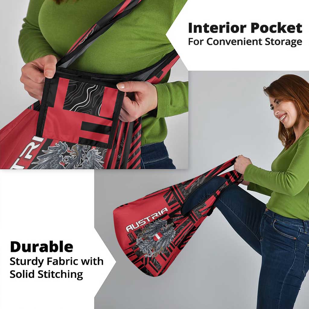 Austria Grocery Bag Black Eagle Badge With Patterns - Wonder Print Shop