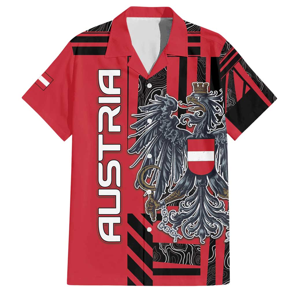 Personalized Austria Hawaiian Shirt Black Eagle Badge With Patterns - Wonder Print Shop