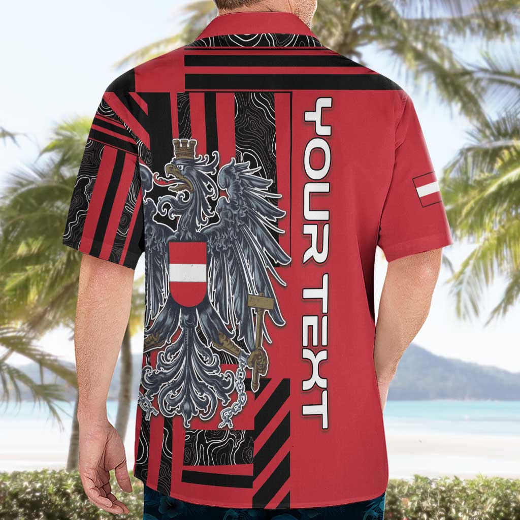 Personalized Austria Hawaiian Shirt Black Eagle Badge With Patterns - Wonder Print Shop