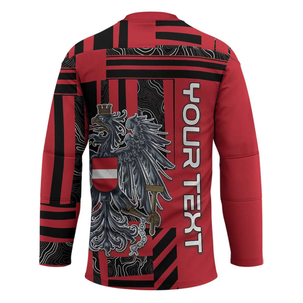 Personalized Austria Hockey Jersey Black Eagle Badge With Patterns - Wonder Print Shop