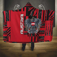 Austria Hooded Blanket Black Eagle Badge With Patterns - Wonder Print Shop