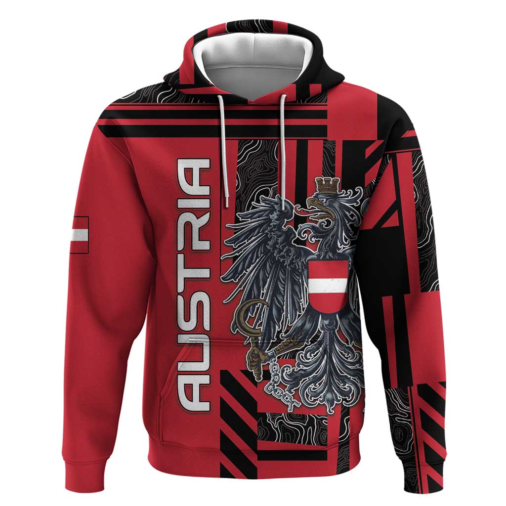 Personalized Austria Hoodie Black Eagle Badge With Patterns - Wonder Print Shop