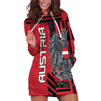 Personalized Austria Hoodie Dress Black Eagle Badge With Patterns - Wonder Print Shop