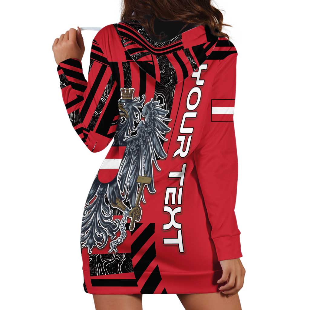 Personalized Austria Hoodie Dress Black Eagle Badge With Patterns - Wonder Print Shop