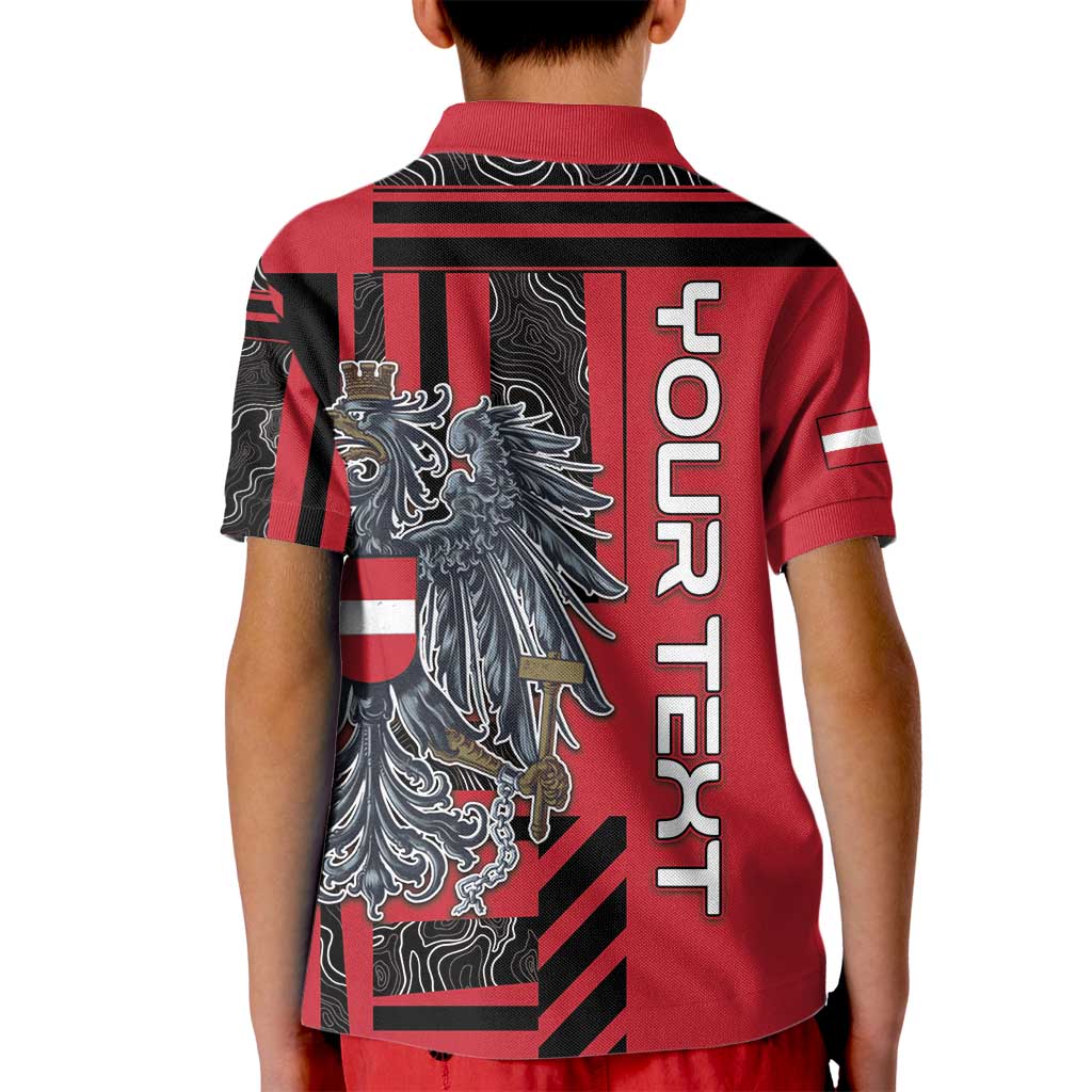 Personalized Austria Kid Polo Shirt Black Eagle Badge With Patterns - Wonder Print Shop