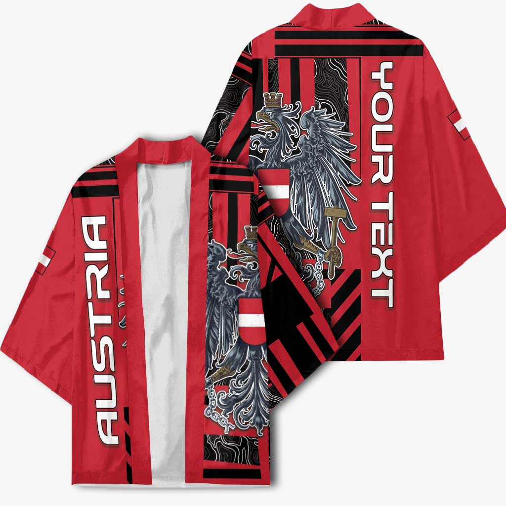 Personalized Austria Kimono Black Eagle Badge With Patterns - Wonder Print Shop