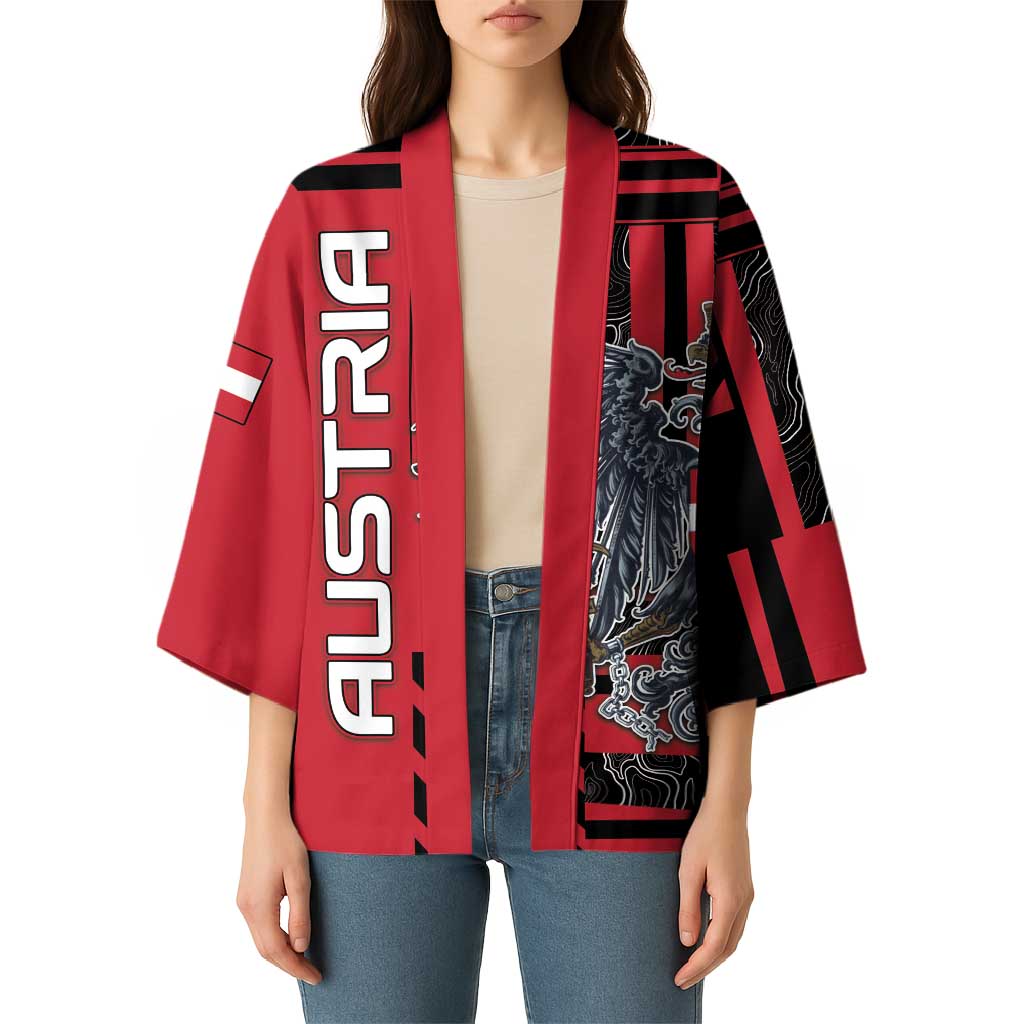 Personalized Austria Kimono Black Eagle Badge With Patterns - Wonder Print Shop