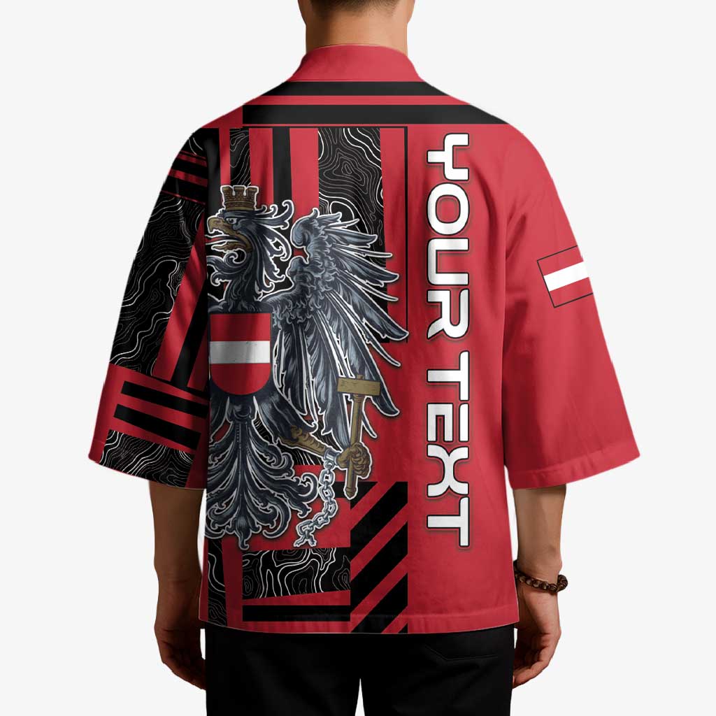 Personalized Austria Kimono Black Eagle Badge With Patterns - Wonder Print Shop