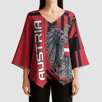 Personalized Austria Kimono Sleeve Blouse Black Eagle Badge With Patterns - Wonder Print Shop