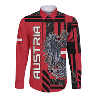 Personalized Austria Long Sleeve Button Shirt Black Eagle Badge With Patterns - Wonder Print Shop
