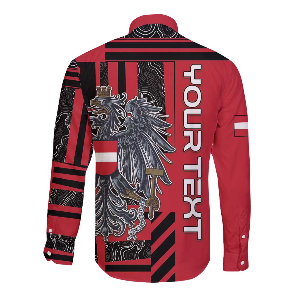 Personalized Austria Long Sleeve Button Shirt Black Eagle Badge With Patterns - Wonder Print Shop
