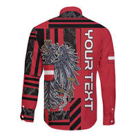 Personalized Austria Long Sleeve Button Shirt Black Eagle Badge With Patterns - Wonder Print Shop