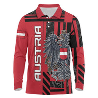 Personalized Austria Long Sleeve Polo Shirt Black Eagle Badge With Patterns - Wonder Print Shop