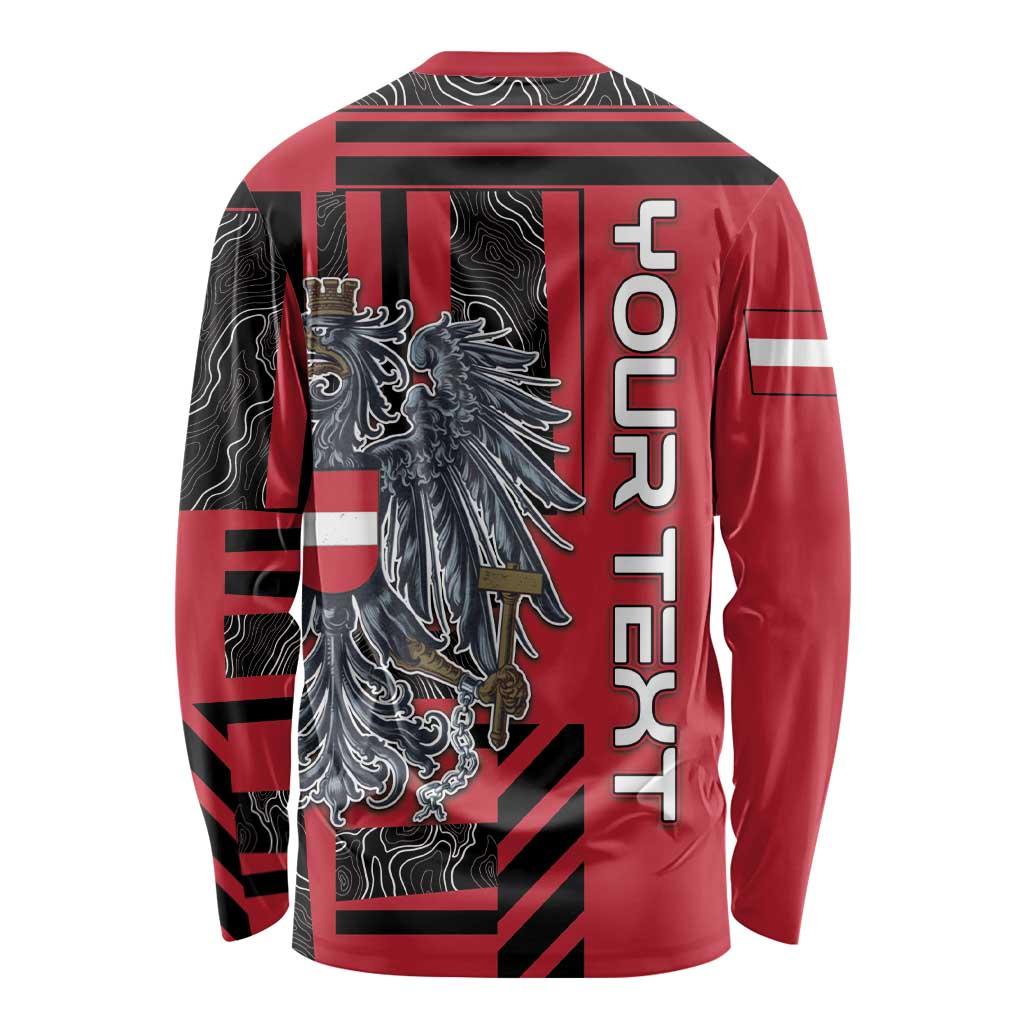 Personalized Austria Long Sleeve Shirt Black Eagle Badge With Patterns - Wonder Print Shop