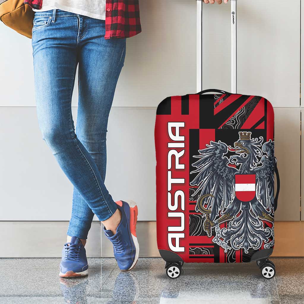 Austria Luggage Cover Black Eagle Badge With Patterns - Wonder Print Shop