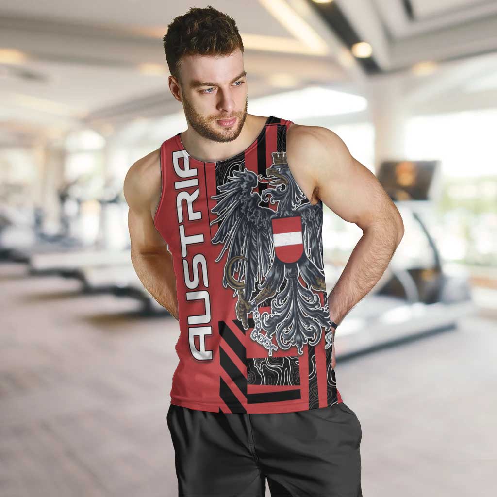 Personalized Austria Men Tank Top Black Eagle Badge With Patterns - Wonder Print Shop