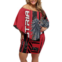 Personalized Austria Off Shoulder Short Dress Black Eagle Badge With Patterns - Wonder Print Shop