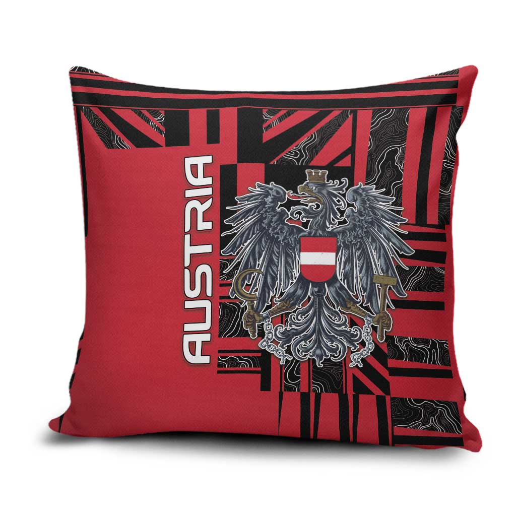 Austria Pillow Cover Black Eagle Badge With Patterns - Wonder Print Shop