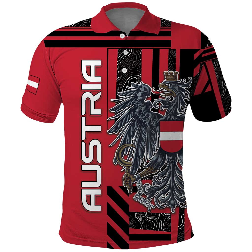 Personalized Austria Polo Shirt Black Eagle Badge With Patterns - Wonder Print Shop