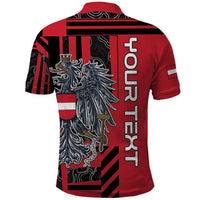 Personalized Austria Polo Shirt Black Eagle Badge With Patterns - Wonder Print Shop