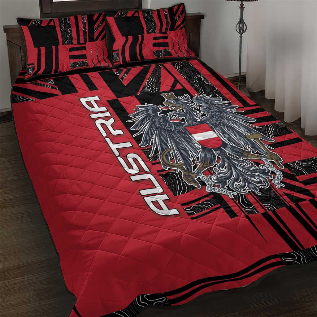 Austria Quilt Bed Set Black Eagle Badge With Patterns - Wonder Print Shop