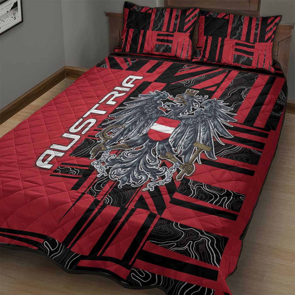 Austria Quilt Bed Set Black Eagle Badge With Patterns - Wonder Print Shop