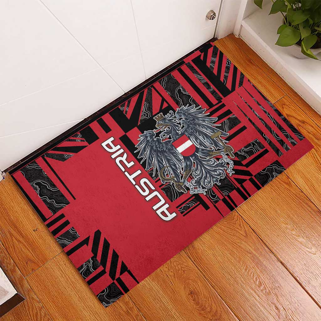 Austria Rubber Doormat Black Eagle Badge With Patterns - Wonder Print Shop