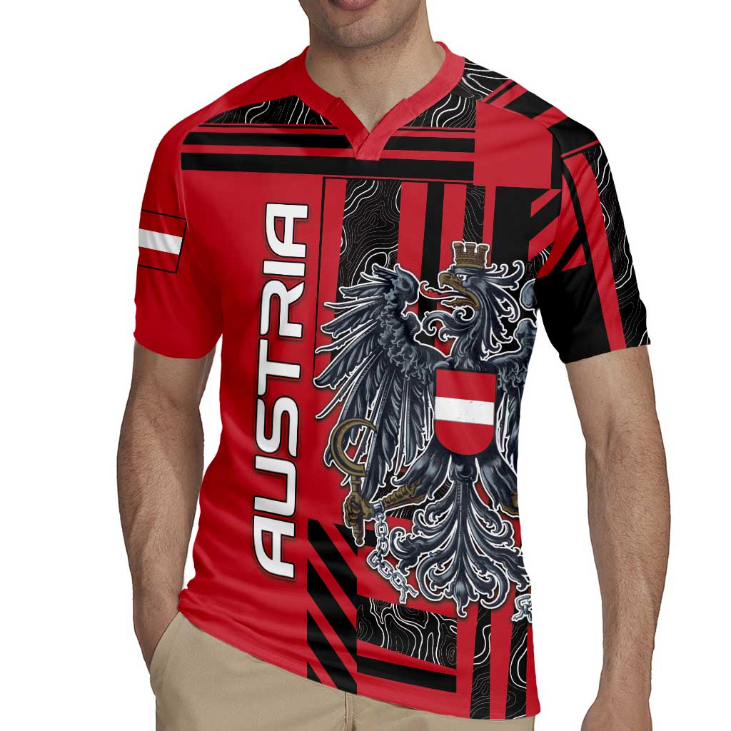 Personalized Austria Rugby Jersey Black Eagle Badge With Patterns - Wonder Print Shop