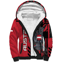 Personalized Austria Sherpa Hoodie Black Eagle Badge With Patterns - Wonder Print Shop