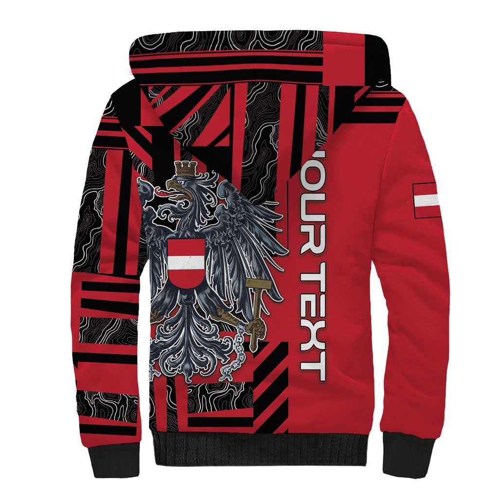 Personalized Austria Sherpa Hoodie Black Eagle Badge With Patterns - Wonder Print Shop