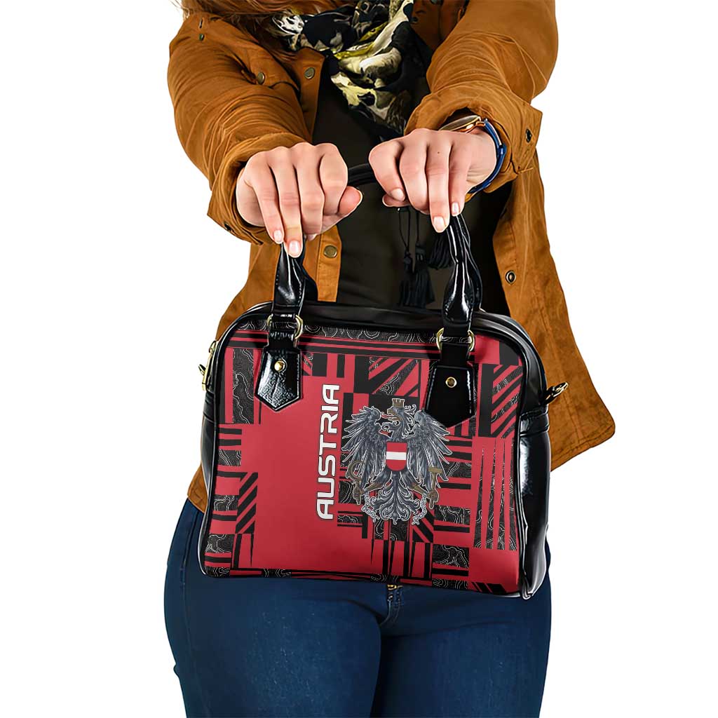 Austria Shoulder Handbag Black Eagle Badge With Patterns - Wonder Print Shop