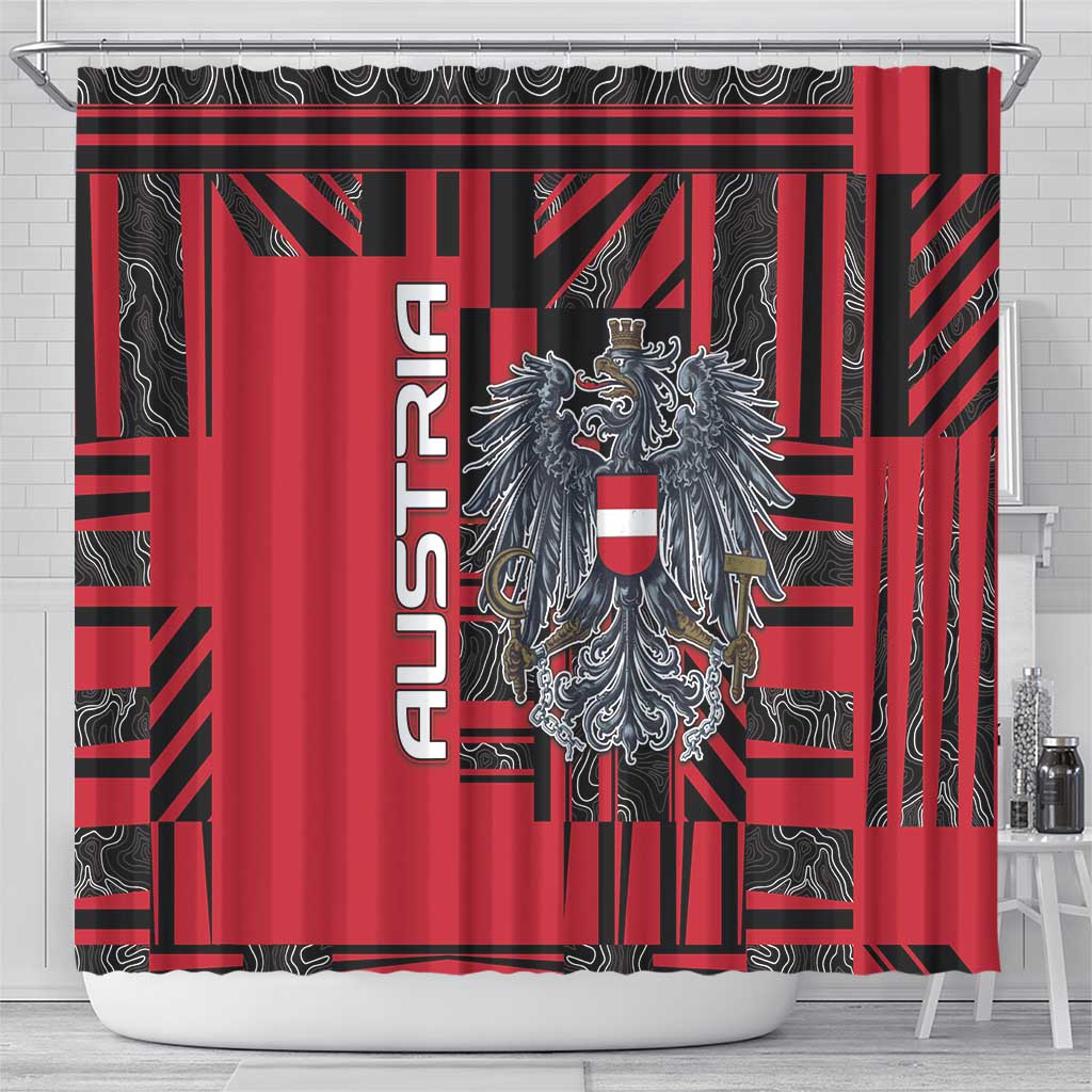 Austria Shower Curtain Black Eagle Badge With Patterns - Wonder Print Shop