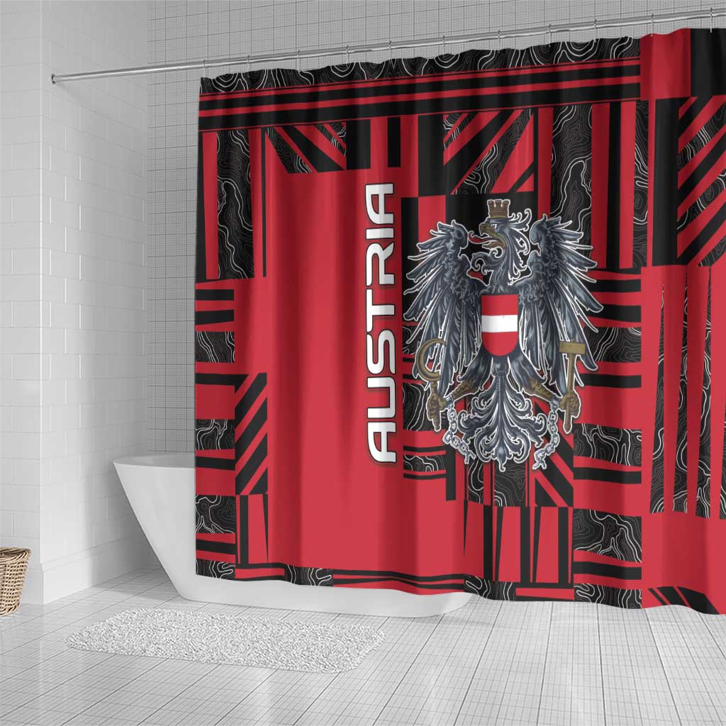 Austria Shower Curtain Black Eagle Badge With Patterns - Wonder Print Shop