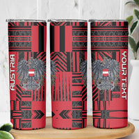 Personalized Austria Skinny Tumbler Black Eagle Badge With Patterns - Wonder Print Shop