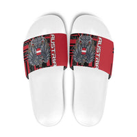 Austria Slide Sandals Black Eagle Badge With Patterns - Wonder Print Shop