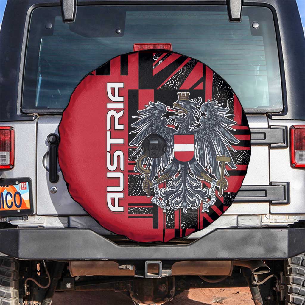 Austria Spare Tire Cover Black Eagle Badge With Patterns - Wonder Print Shop