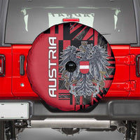 Austria Spare Tire Cover Black Eagle Badge With Patterns - Wonder Print Shop